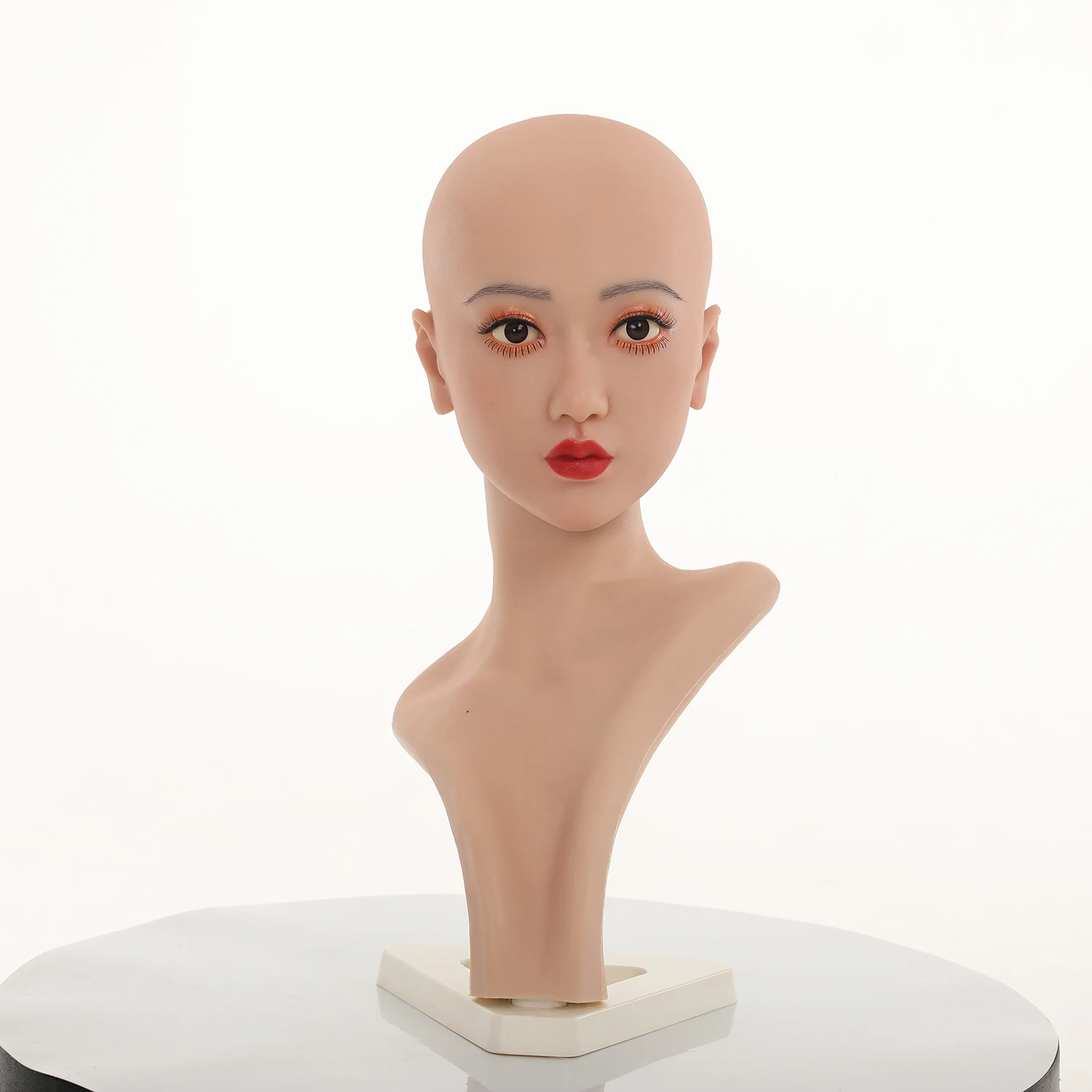 Silicone Female Head Model Wig Hat Display Stand Dummy Head for Jewelry Scarf Display Hair Extension Prop EU Face Shape TM02