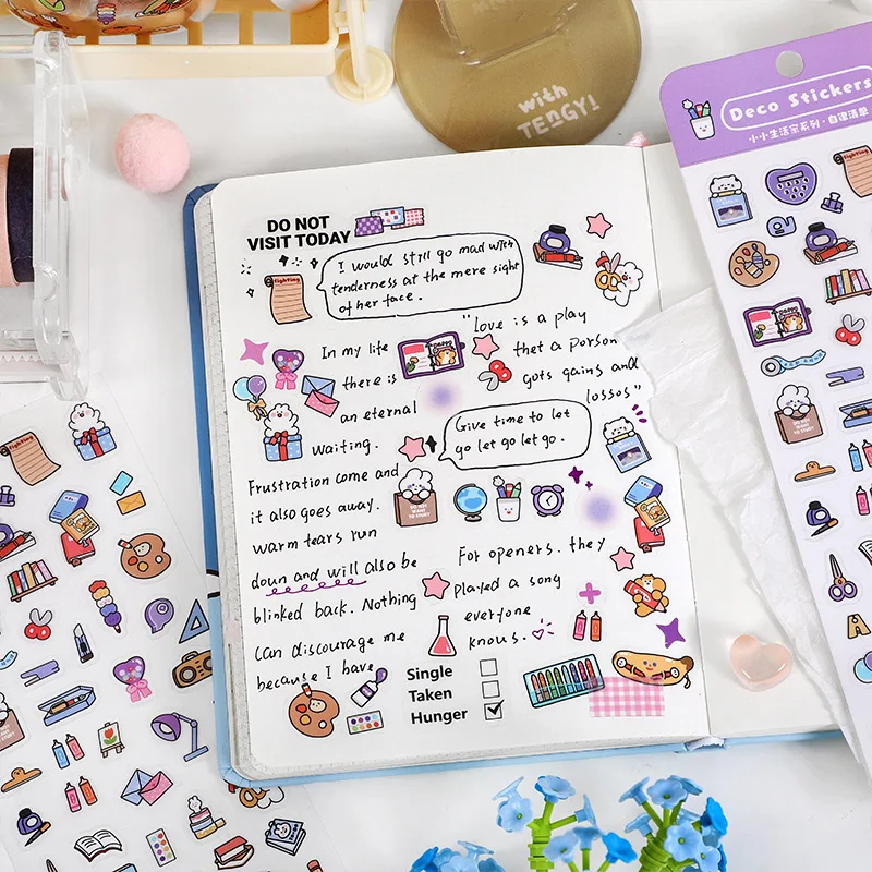 Kleine schattige dieren bloem stickers kawaii koreaanse planner stickers dagboek scrapbooking stickers voor diy arts en ambachten