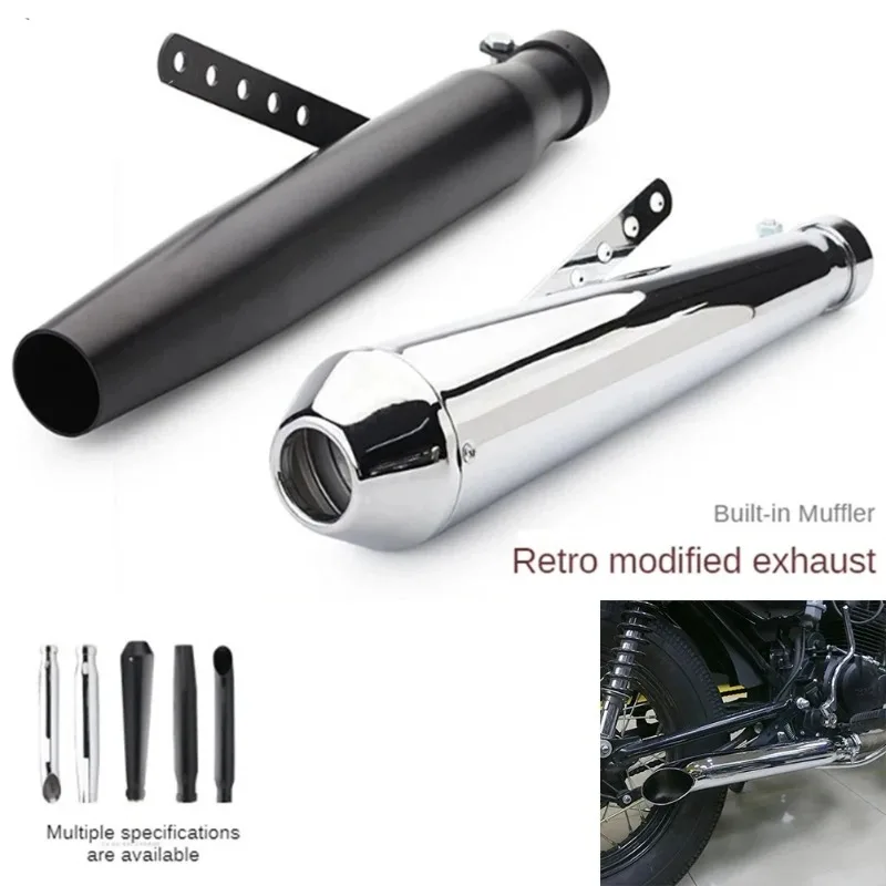 Escapamento Universal para Motocicleta, Silenciador Retrô Clássico com Eletroplatação para cg125 sr400 cb500 vt500 CM300 500 Cafe