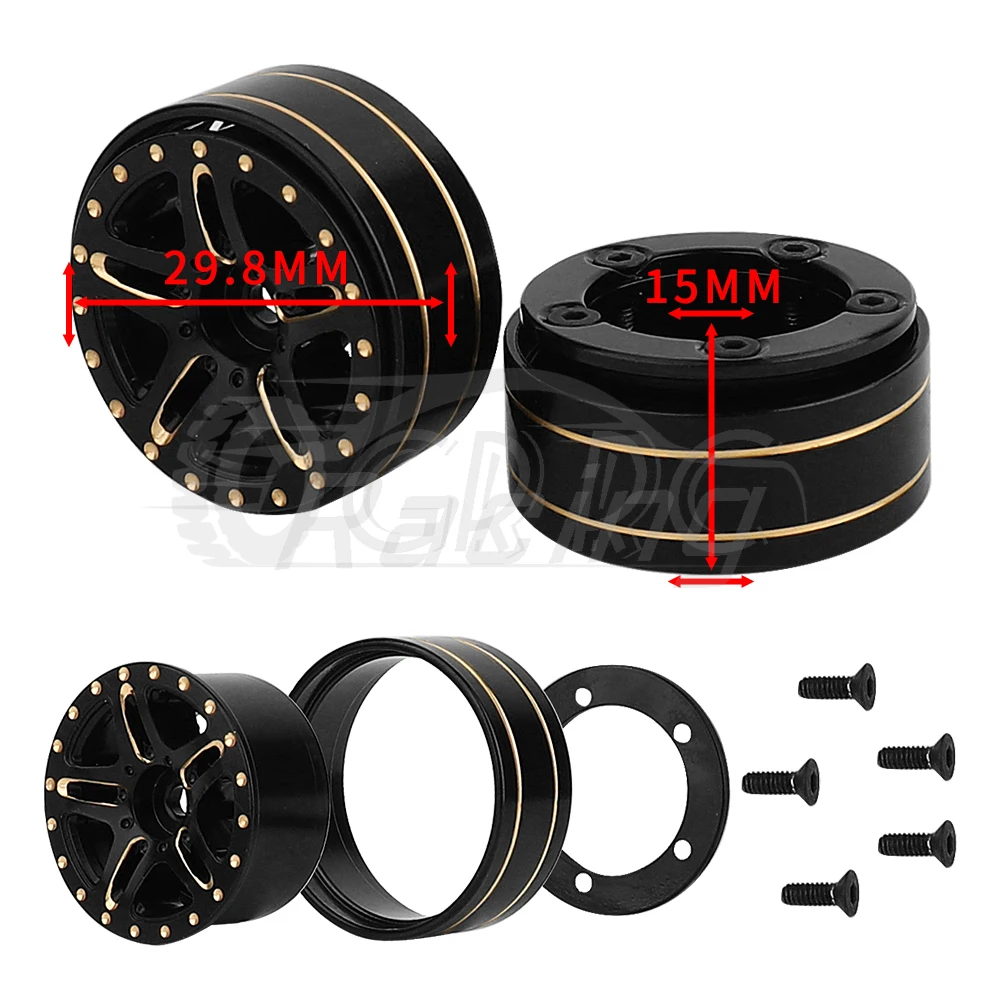 1.0 inch Metal Beadlock Wheel Rims Hubs for Axial SCX24 AX24 1/24 TRX4m 1/18 RC Rock Climbing Car Crawler Model Upgrade Part