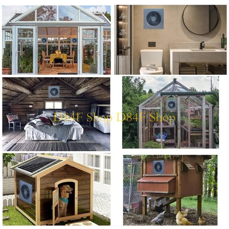 

D84F Простая установка куриного домика для ванной комнаты, высокоскоростной вентилятор на солнечной энергии, энергосбережение