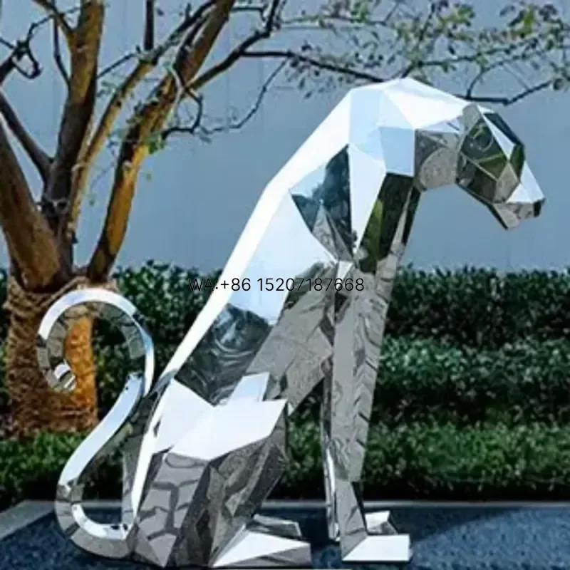 Wmwmnu Custom Art Metal Stainless Steel Leopard Sculpture for Outdoor Decoration