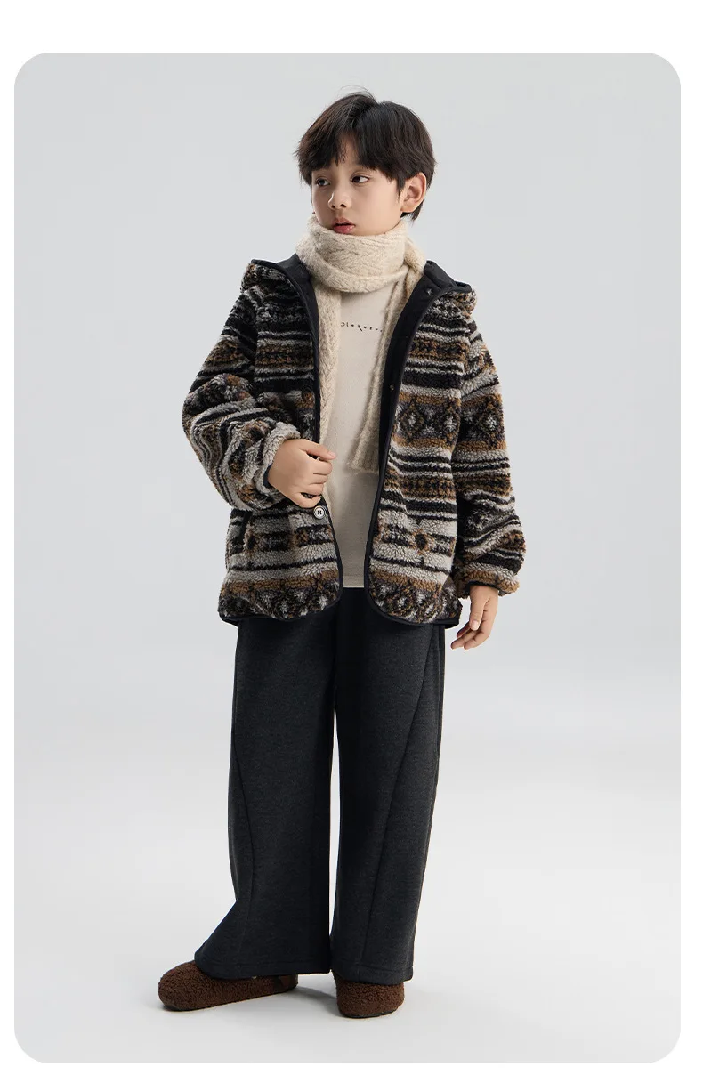 Childrens Clothing Boys Thick Coat 2026 Winter New Item Childrens Fleece Top Baby Boys Hooded Clothes