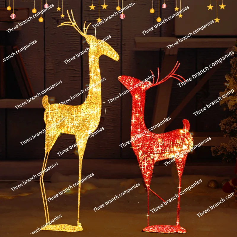 Christmas Decoration Scene Layout Atmosphere Elk 2024 Shopping Mall Storefront Window Restaurant Ornaments Props