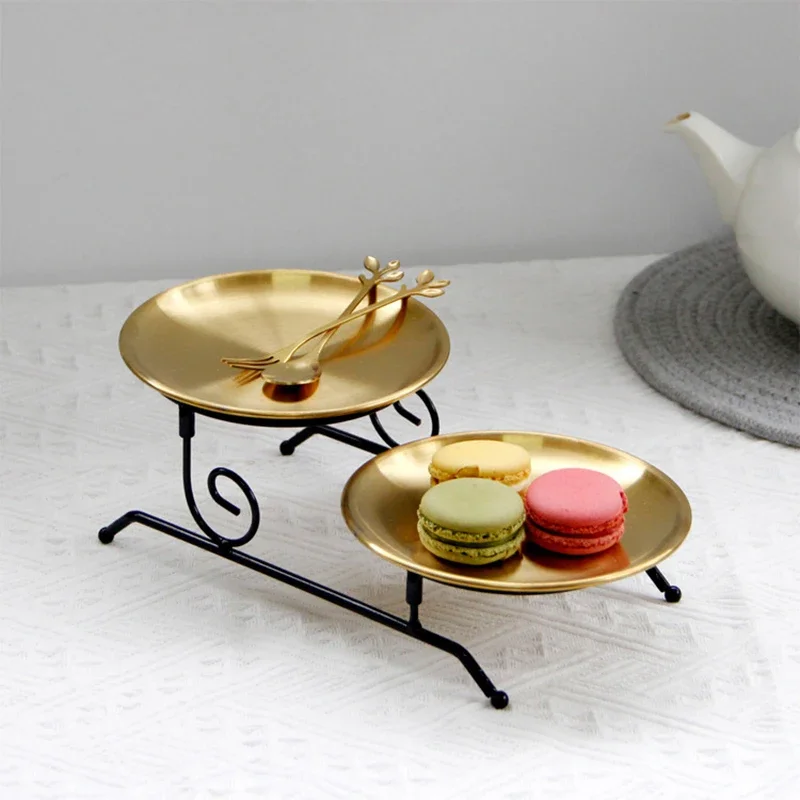 

Minimalist Tableware Stainless Steel Combination Detachable Double-layer Wedding Party Cake Rack Dessert Plate Fruit Plate Decor