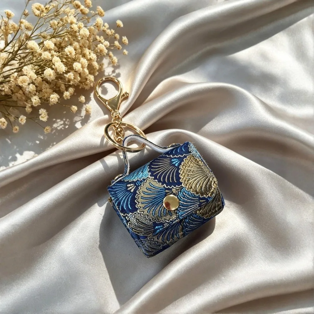 Jacquard Weave Jacquard Earbud Case Charm Traditional Pattern Compact Size Keychain Charm Multiple Colors Lightweight