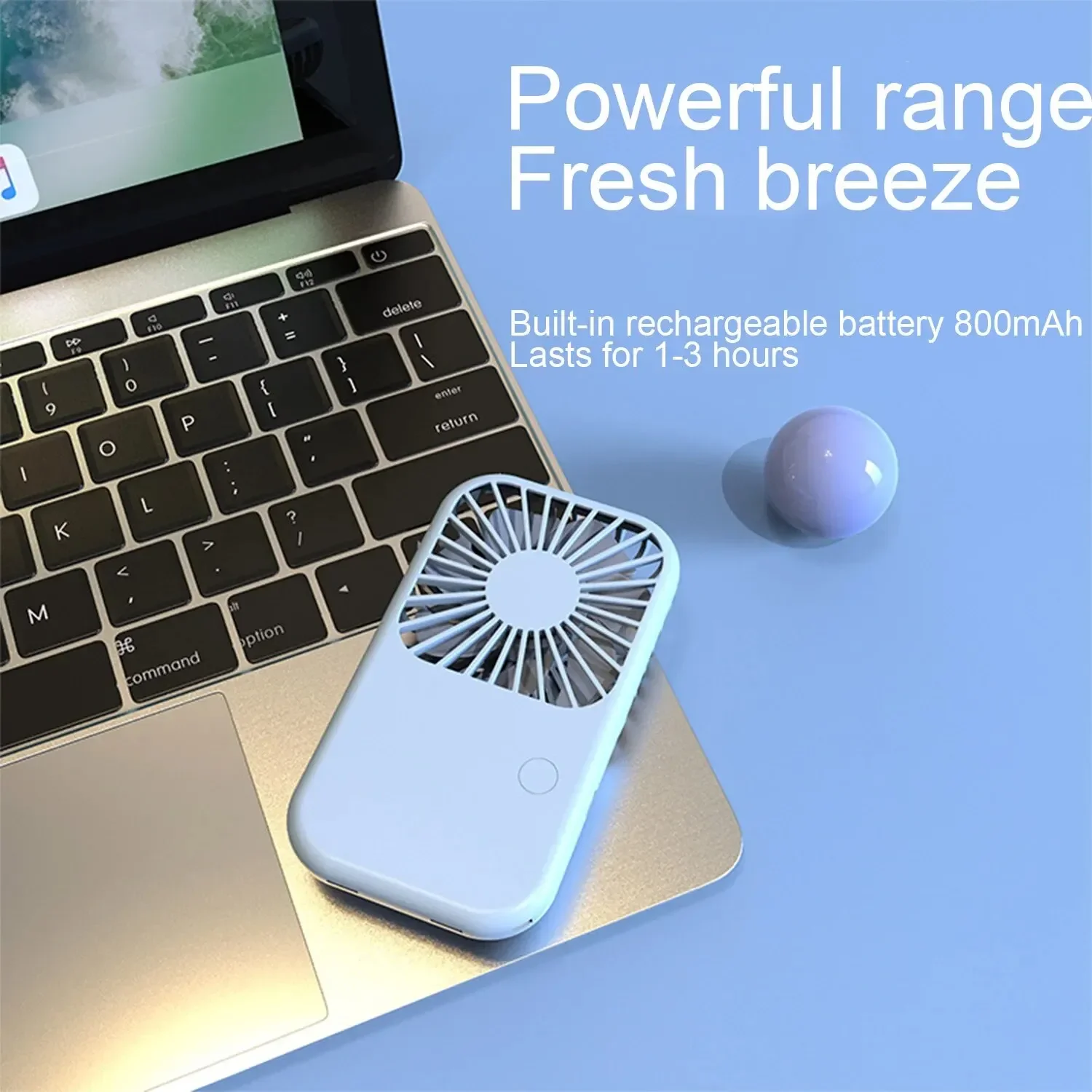 Compact Mini Fan Rechargeable Stand Small Pocket Fan with Three Wind Speeds Powerful Range Long-lasting USB Fan