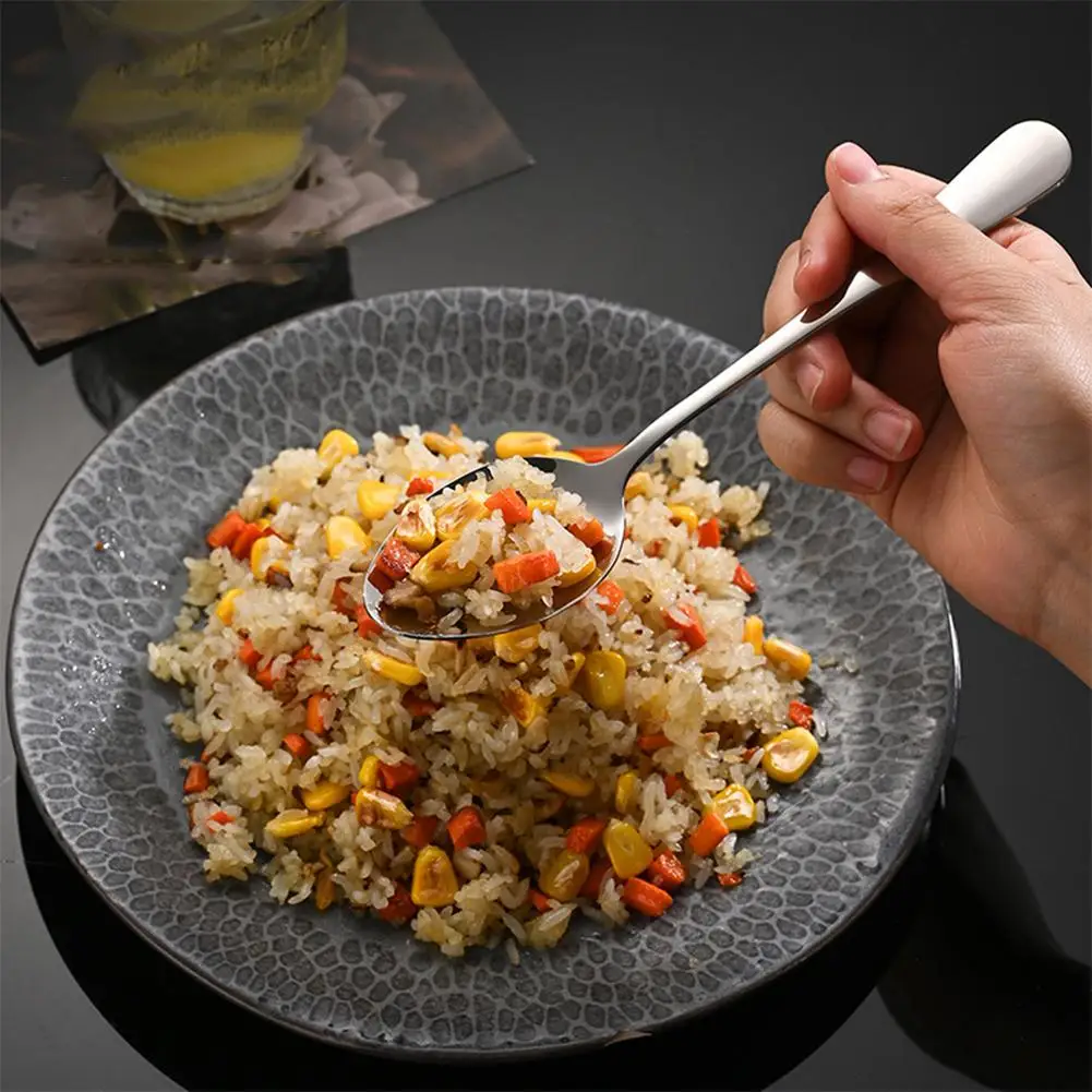 

1Pcs Large Stainless Steel Spoon Wide Handle Spoons Tableware Kitchen Soup Cutlery Porridge Dumpling Rice Scoops Restaurant X0U2