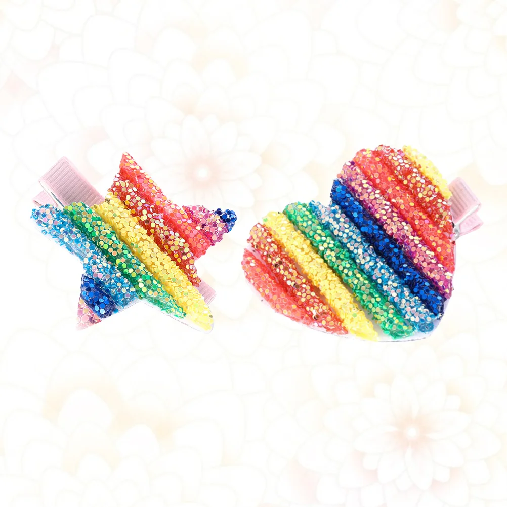 2 Pcs Korean Version Girl Hair Clip Snap Clips for Women Wedding Rainbow Hairpin