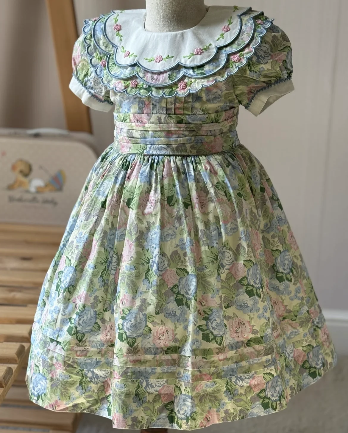 

Baby Girl Summer Flower Handmade Embroidery Turkish Vintage Princess Floral Dress for Christmas Birthday Holiday Eid B21