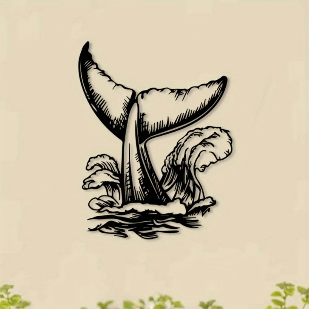 CIFBUY Whale Tail Metal Wall Art Iron Decor Rustic Marine Ornament Beach House Pier Nautical Theme Summer Coastal Sailor Gift