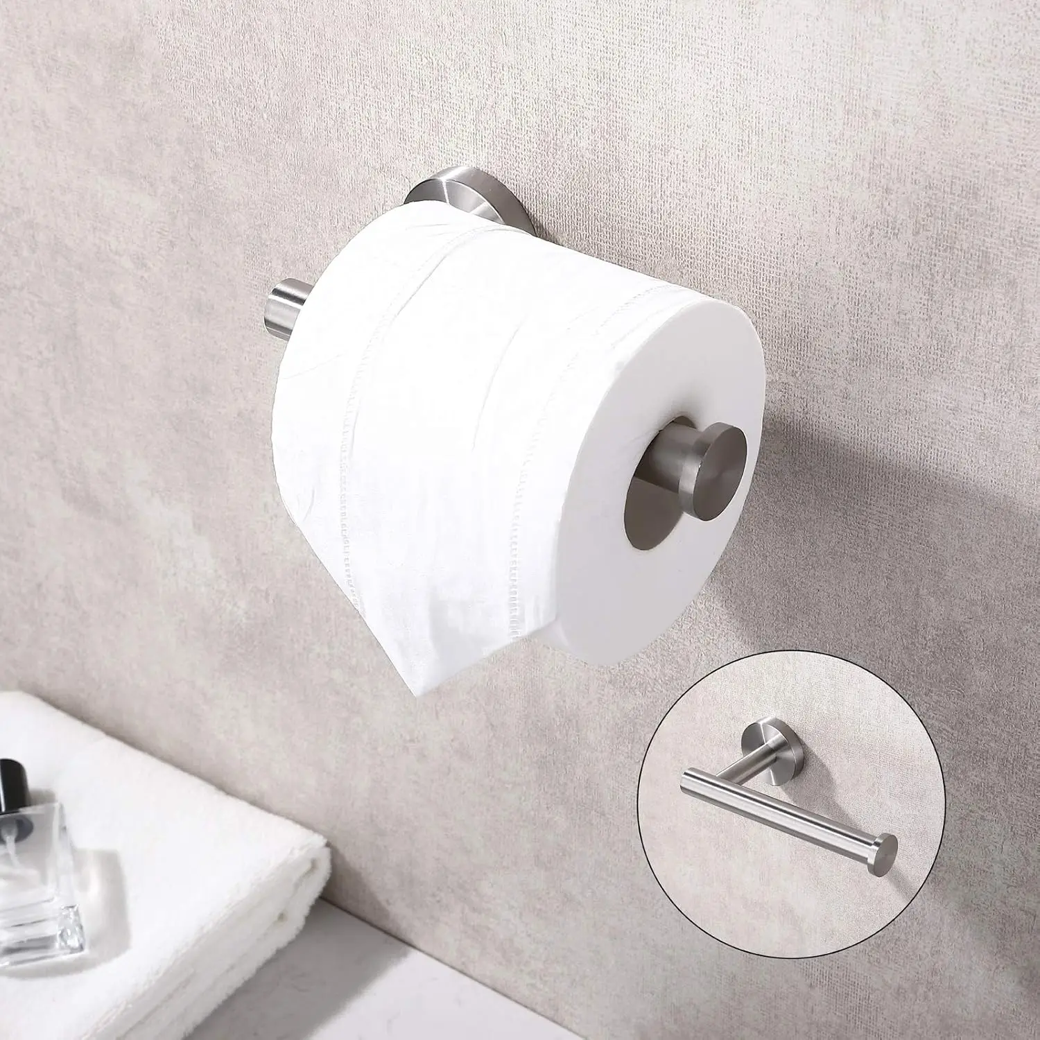 Black/Silver Stainless Steel Bathroom Accessories Tissue Paper Holder Roll Paper Rack Drill Installation Toilet Paper Stand