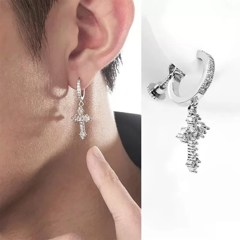 New Style Ultra Shiny Cross Earrings Ear Clips Simple And Fashionable Suitable For Both Men And Women Party Jewelry