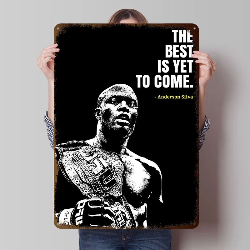 Anderson Silva Champion Quote Printed Poster Customized Wall Art Retro Vintage Metal Tin Signs for Bar Accessories Home Decor