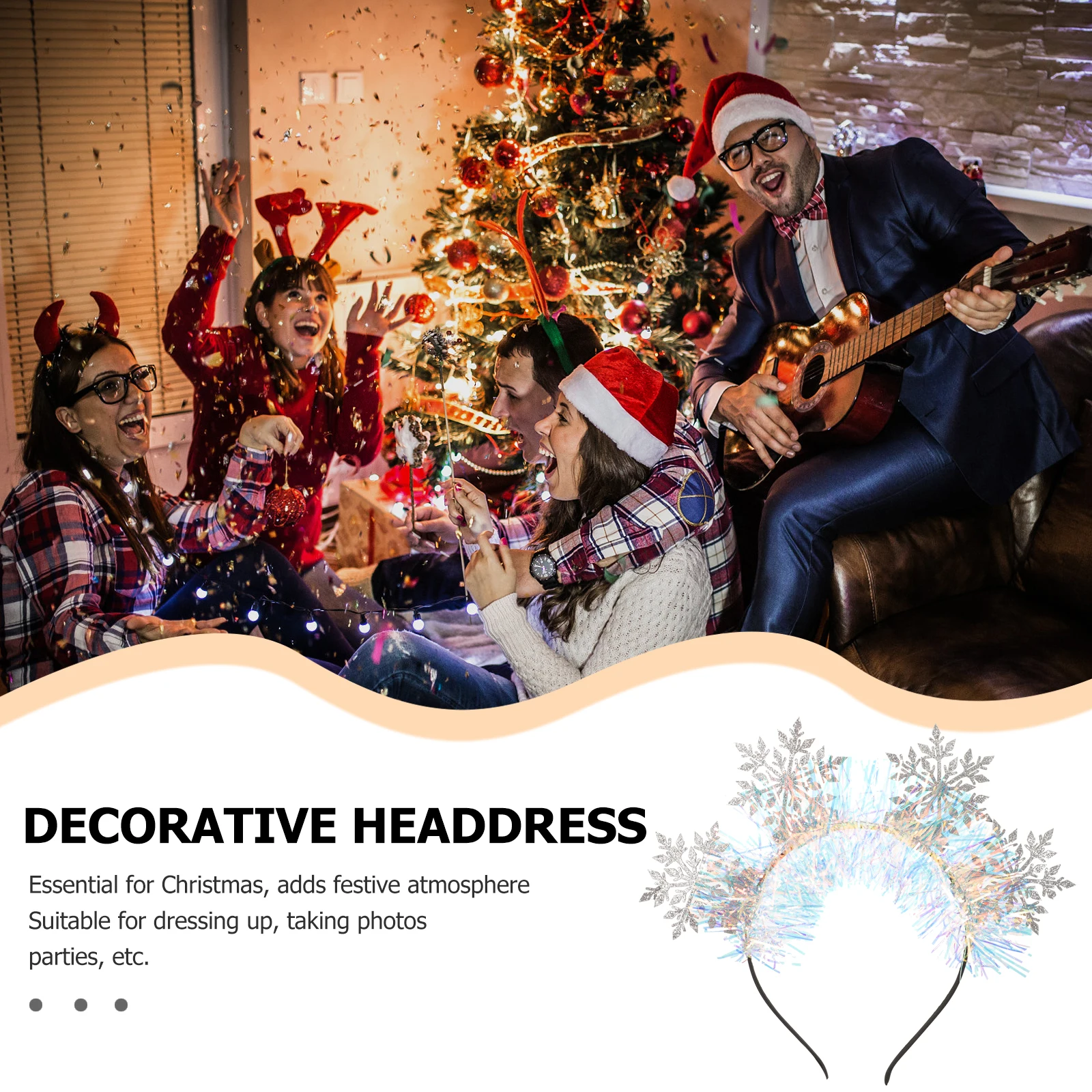 

2 шт., повязка на голову со снежинками, рождественские аксессуары для волос, милые ленты для волос, рождественские обручи, праздничный декор для волос, реквизит для прически