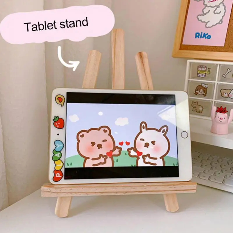 Tablet Stand for IPad Kindle Desktop Adjustable Wooden Holder Mini Easel Tablet Accessories
