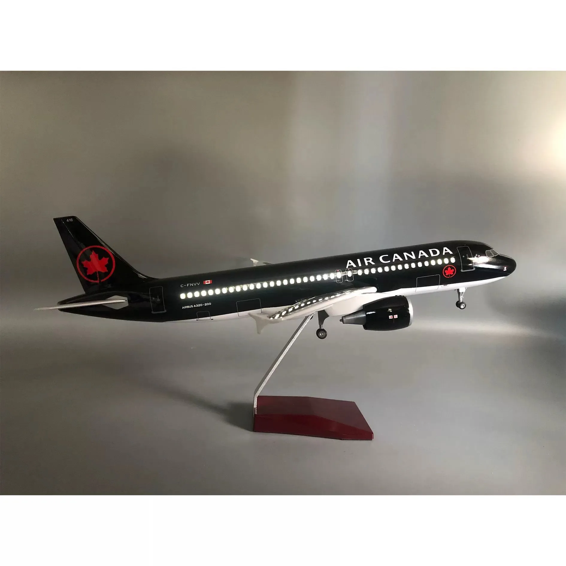 

Scale Plane 47CM Air Canada A320-200 Black Aircraft child toy plane adults fun Airplane diecast Alloy Souvenir Toy Gift