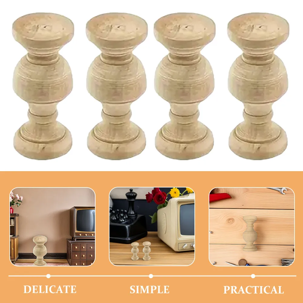 10Pcs Solid Wood Unfinished Decorative Spindles Dining Cabinet Baluster DIY Furniture Crafts Wine Rack Bed Frame