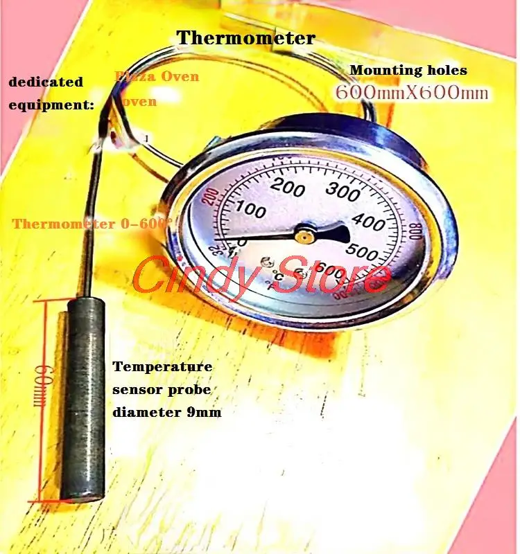 Całkowicie stalowa powłoka okrągły piec wysokotemperaturowy piec do pizzy 0 do 500 stopni termometr termometr termometr