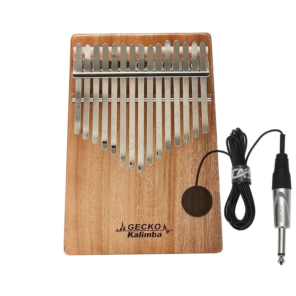 GECKO 15-клавишное пианино Kalimba G Tone для большого пальца Mbira, клавишный инструмент + пикап, музыкальный инструмент Kalimba из камфорного дерева K15CAPEQ