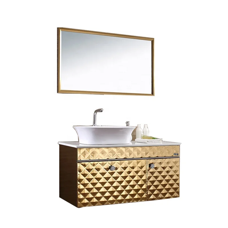 

Luxury Golden Stainless Steel Bathroom Cabinet /bathroom Vanities Modern