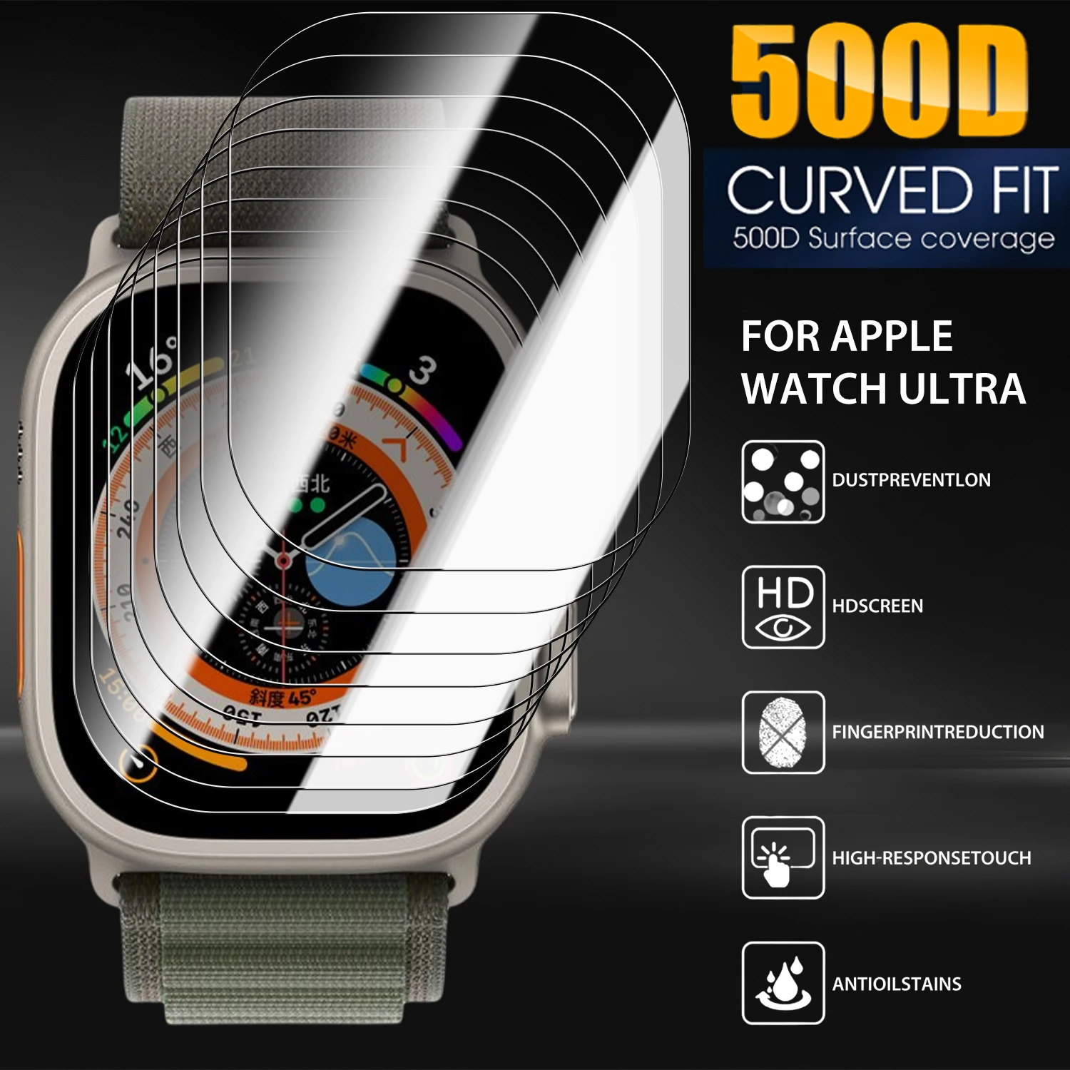 

1-5 шт. закаленное стекло твердостью 9H для Apple Watch Ultra Smartwatch HD прозрачные защитные пленки против царапин для iWatch Ultra