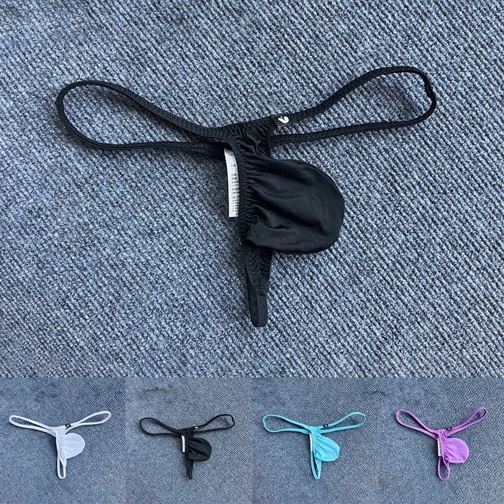 Mens Sissy Lingerie Thong Low Waist Gay Sissy Pouch Panties T-Back Solid Soft Briefs Breathable Underwear Comfortable Underpants