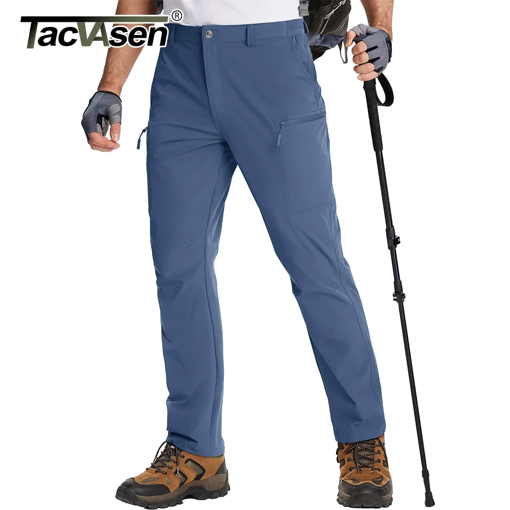 TACVASEN Lightweight Hiking Pants Mens Quick Dry Cargo Work Pants Nylon Waterproof Outdoor Trekking Fishing Pants Male Trousers