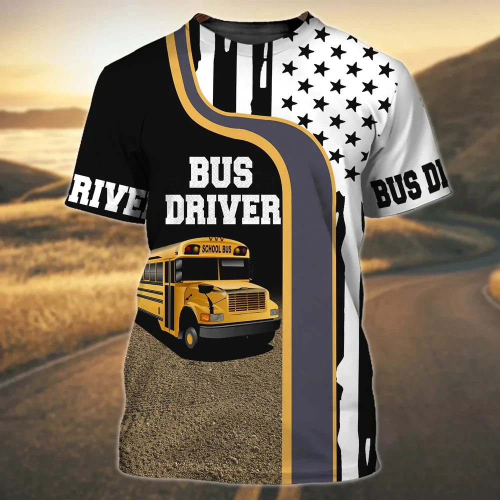 School Bus Driver Shirt New Men's T-shirt 3D Print Casual Uniform Summer O Neck Short Sleeve Sweatshirt Unisex Harajuku Clothes