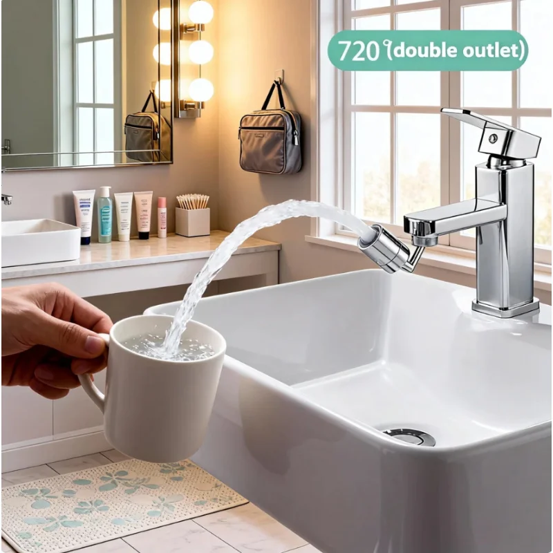 720 Degree Rotating Faucet Bubbler Single Mode Universal Faucet Extender Adapter Kitchen Bathroom Splash Proof Faucet Nozzle