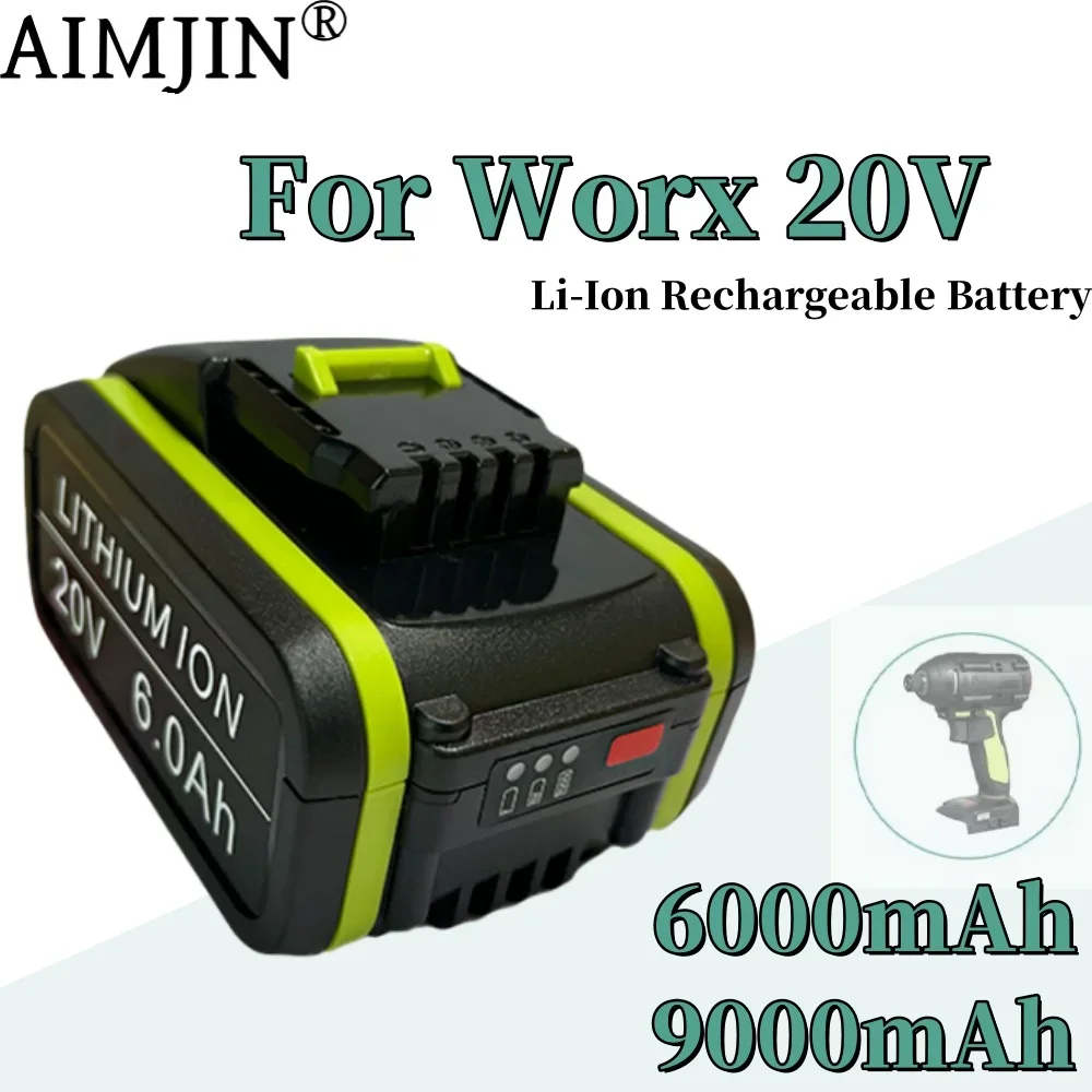 

20V 6000/9000mAh Rechargeable Lithium-ion Batteries apply for Worx WA3551 WA3553 WA3556 WA3572 Etc Electric Tools