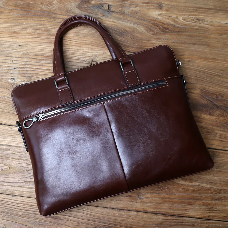 Nzpj Vintage Echt leder Herren Aktentasche natürliche Rindsleder horizontale Handtasche Business Umhängetasche lässige Computer tasche – Detail 19