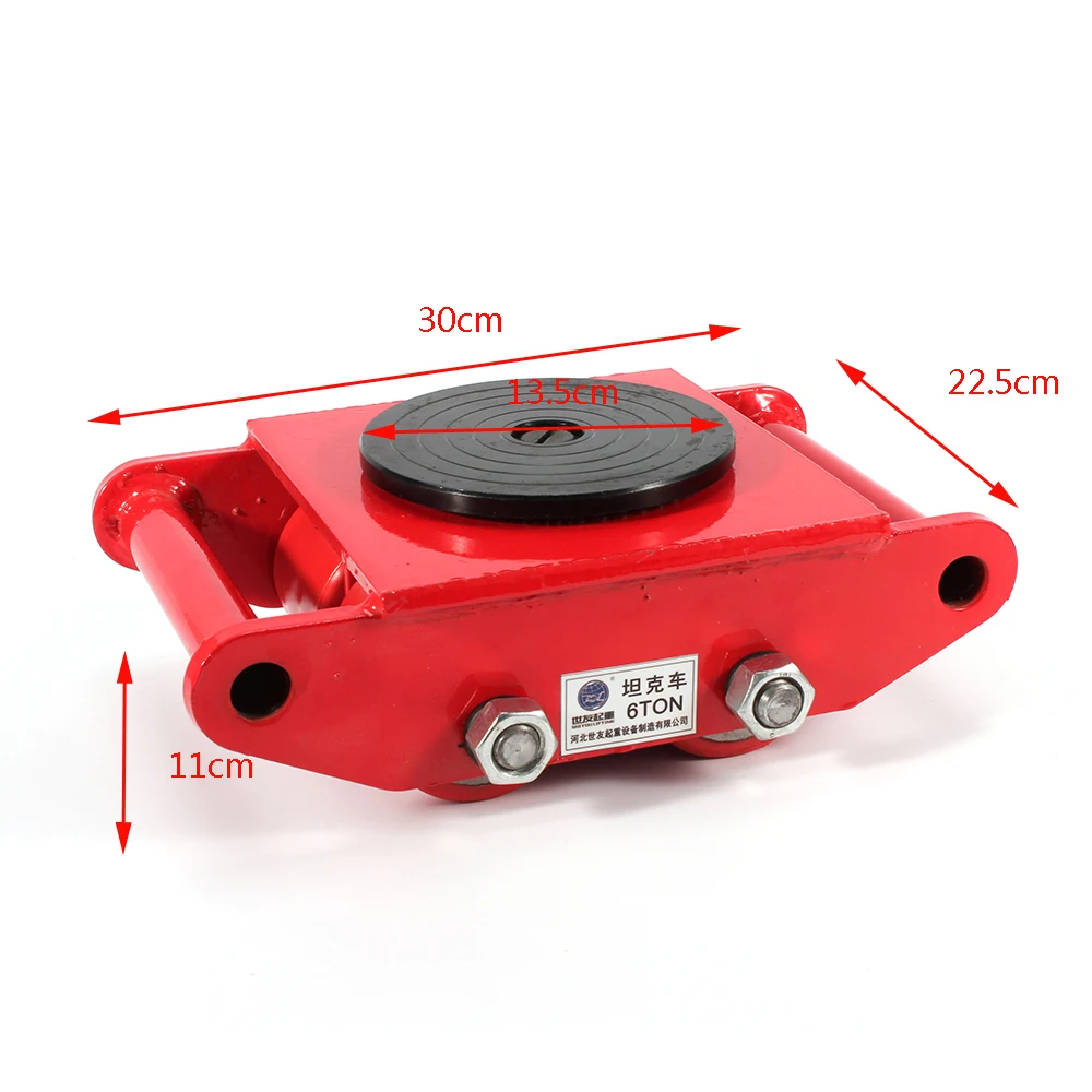 6 Ton Heavy Equipment Machine Dolly Skateboard Industrial Machinery Roller Mover Cargo Trolley with 360°Swivel Cap Red/Yellow