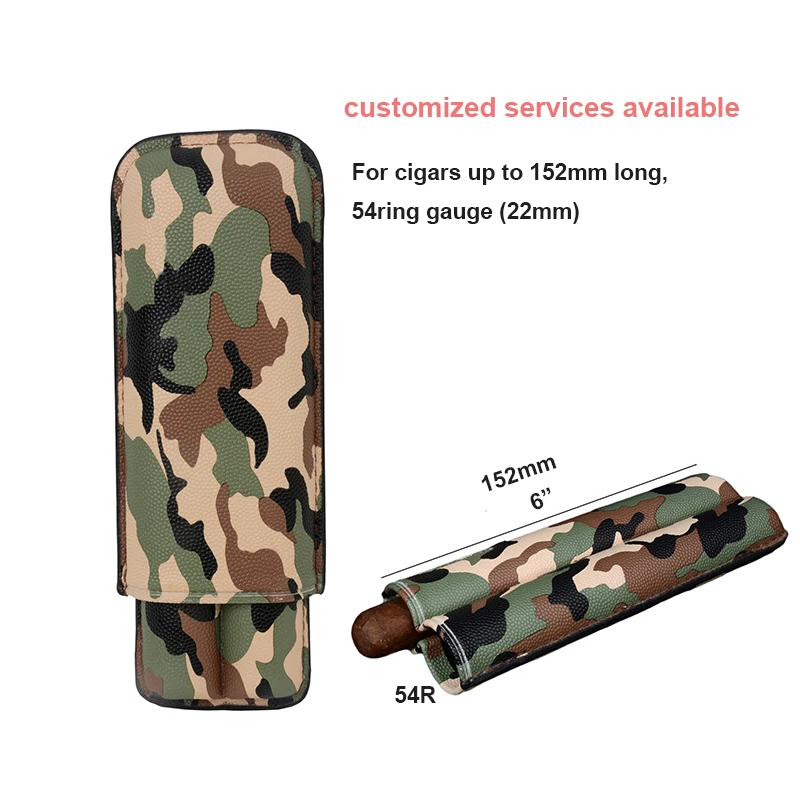 Leather Cigar Case 54 Ring Travel Case 3 Tubes Camouflage Smoking Accessories for Cuban 6