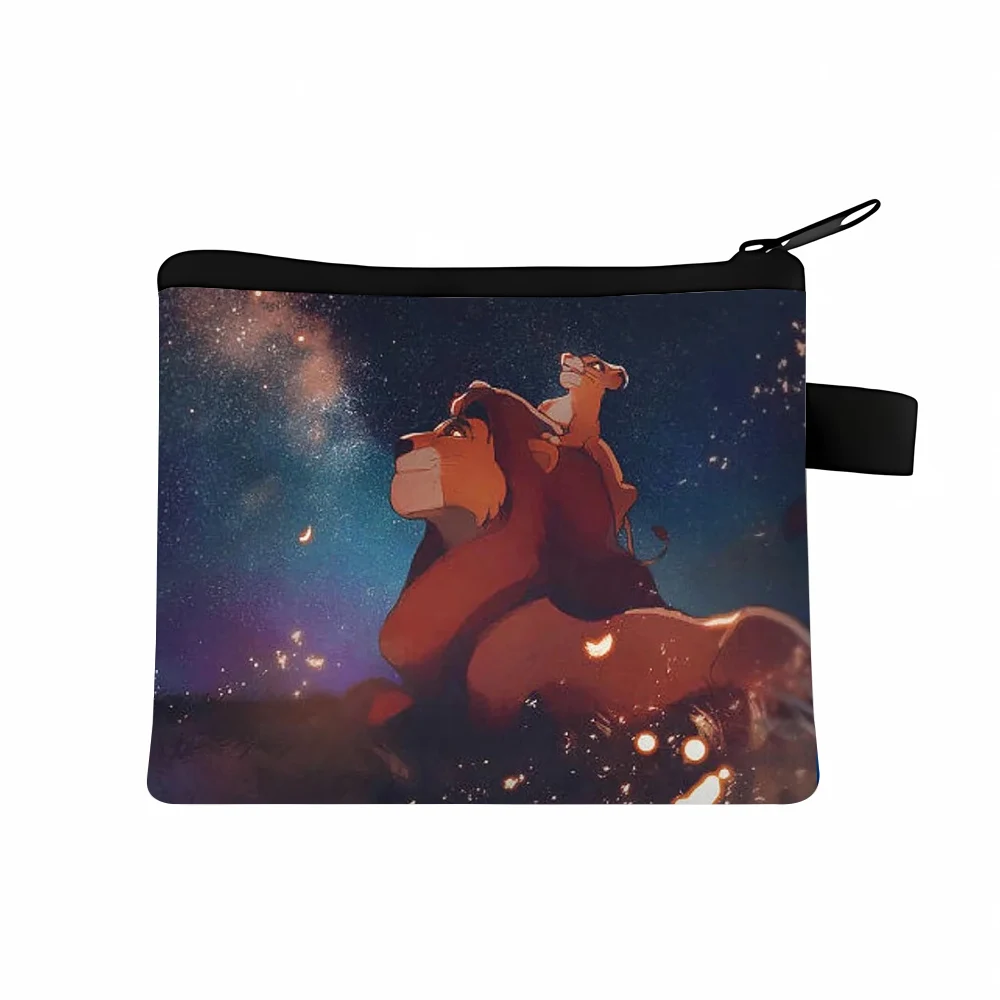 Mufasa Lion King portamonete Disney Movie Anime Cartoon Print Wallet Portable Men Office Storage Mini Bag regalo di compleanno Kids Girl