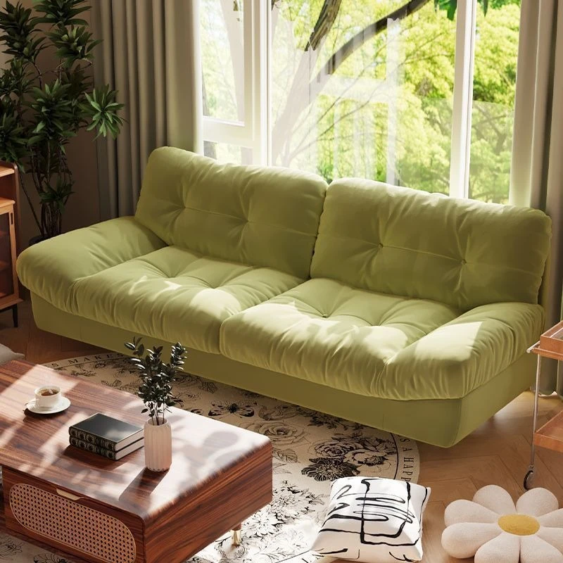 Cream-style vertical row sofa bed, small apartment, living room lazy sofa