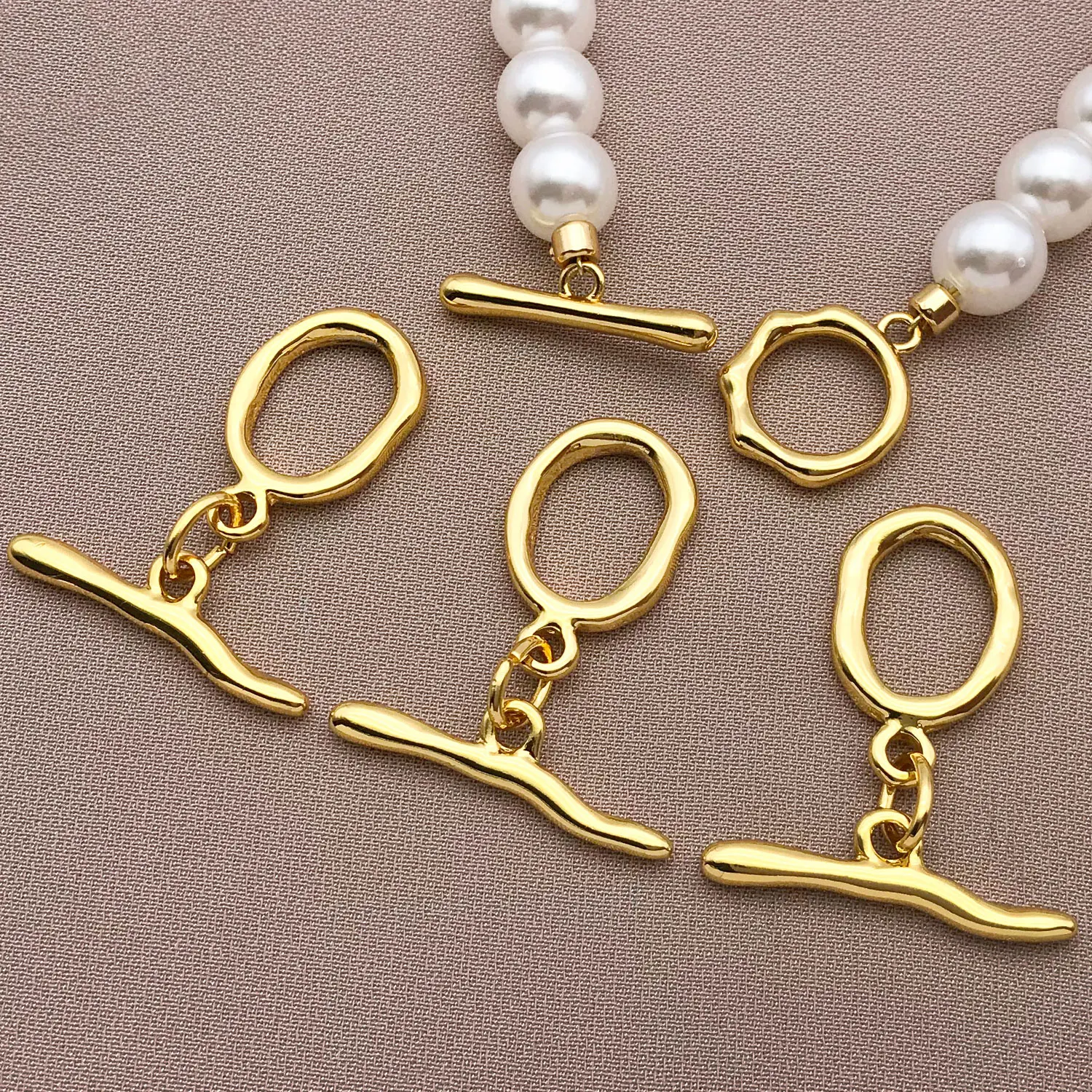 مزيج 3/5 قطع 18K مطلي بالنحاس أصلي ذهبي قوي الاحتفاظ بالألوان سطح أملس OT مشبك، إكسسوارات صنع المجوهرات بنفسك #2