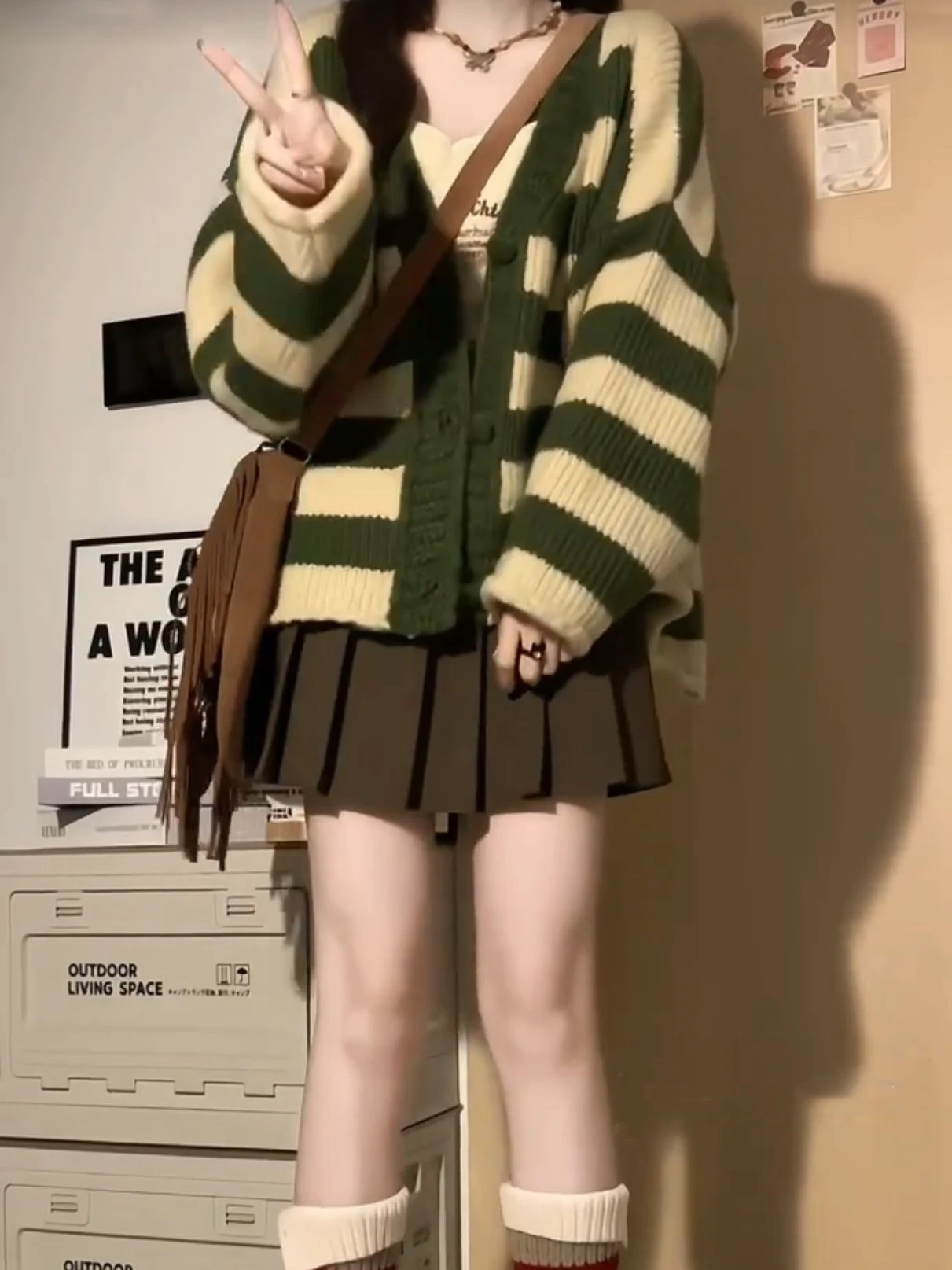 

Thickened Version! Lazy Stripe Color Block Sweater Cardigan Women's Outerwear Loose Knitted Shirt Trendy Autumn Fashion
