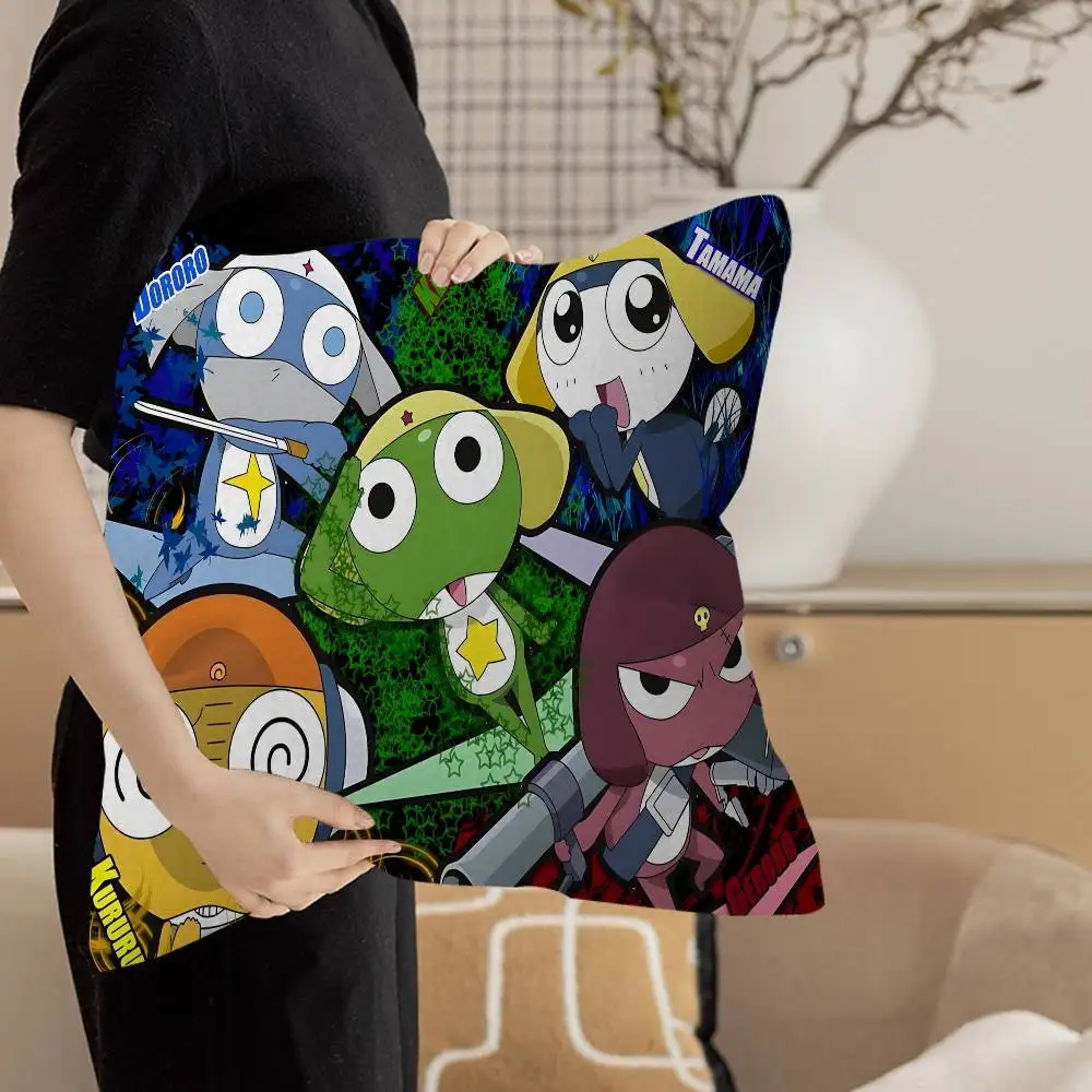 الكرتون مضحك كيرورو Gunsou الضفدع غطاء الوسادة وسادة للديكور أريكة ديكور المنزل كيس أكياسها