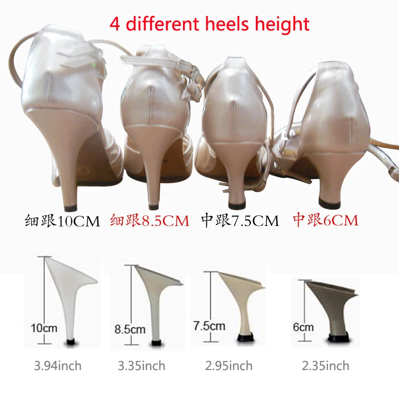 Scarpe da ballo salsa tango latino in raso da donna Scarpe da donna per ragazze Beige Rumba Jazz Sandali con tacco alto con suola in morbida pelle scamosciata US5-9