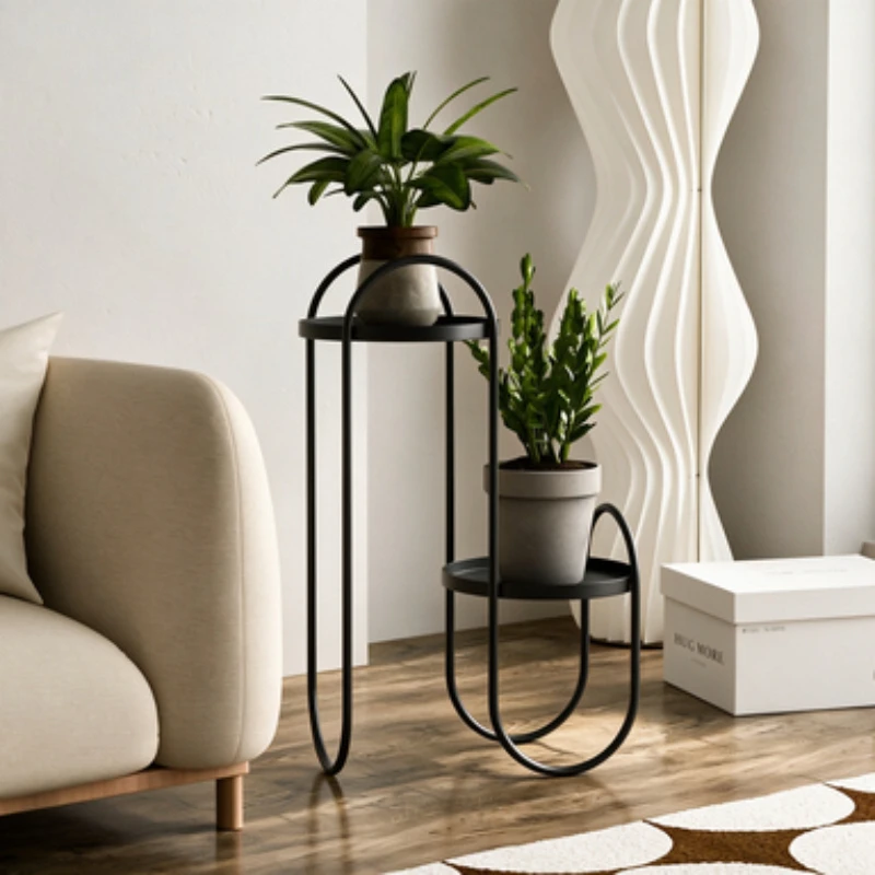 Nordic Luxury Iron Floor Plant Stand Stylish Flower Pot Storage Rack Indoor Display Holder for Balcony Greenery Decor Furniture