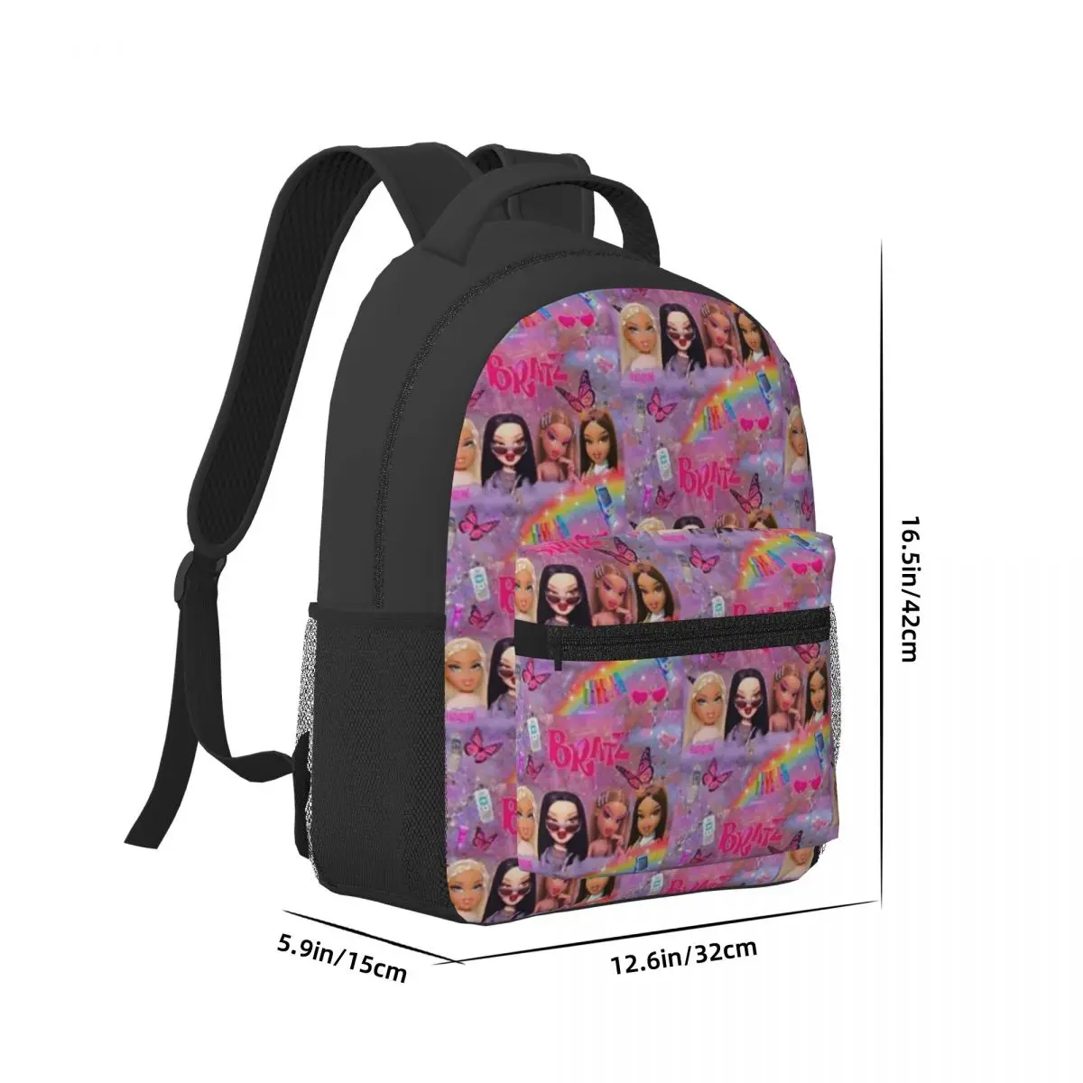 Y2k Bratz Collage bedrukte lichtgewicht casual schooltas voor school, buiten, winkelen, kantoor