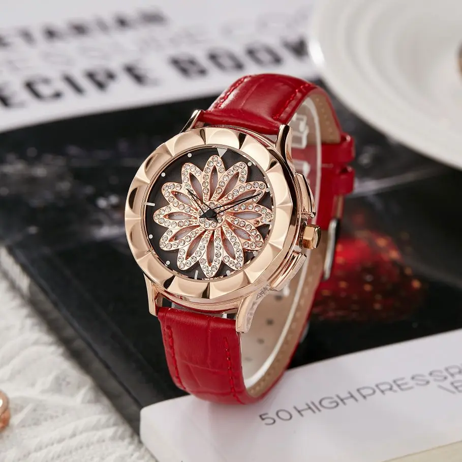 

New Watch Women Rhinestone Flower Ladies Watch Stainless Steel Band Bracelet Wristwatch Women Watch Relogio Feminino