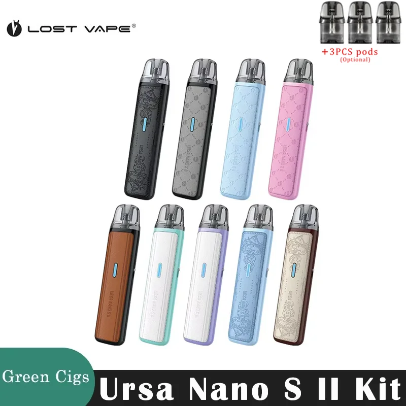 الأصلي المفقود Vape Ursa Nano S II Kit 30W 1000mAh بطارية 2.5ml Ursa Cartridge V2 RDL MTL مبخر السجائر الإلكترونية