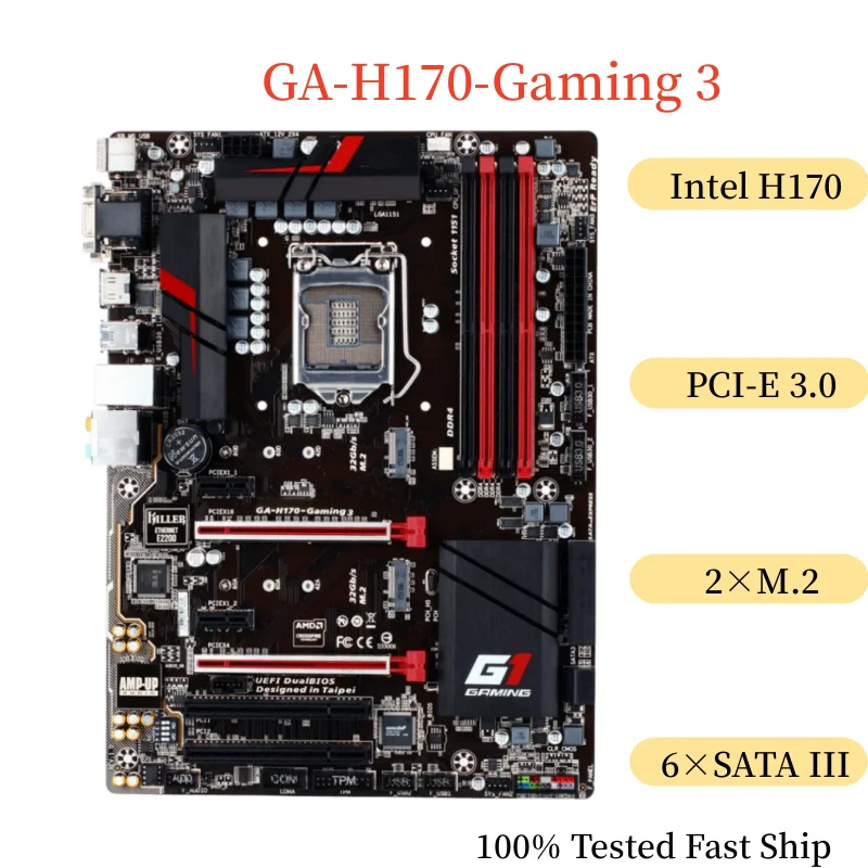 

For Gigabyte GA-H170-Gaming 3 Motherboard 64GB LGA 1151 DDR4 ATX Mainboard 100% Tested Fast Ship