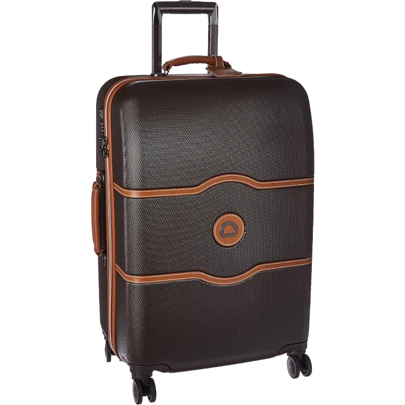 

DELSEY PARIS Chatelet Hard+ Hardside Luggage with Spinner Wheels, Chocolate Brown, Checked-Medium 24 Inch
