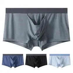 Elastic Mid-waist Men Underwear High Elasticity Men's Cotton Boxers Soft Quick Dry Breathable Underwear with U Convex Design