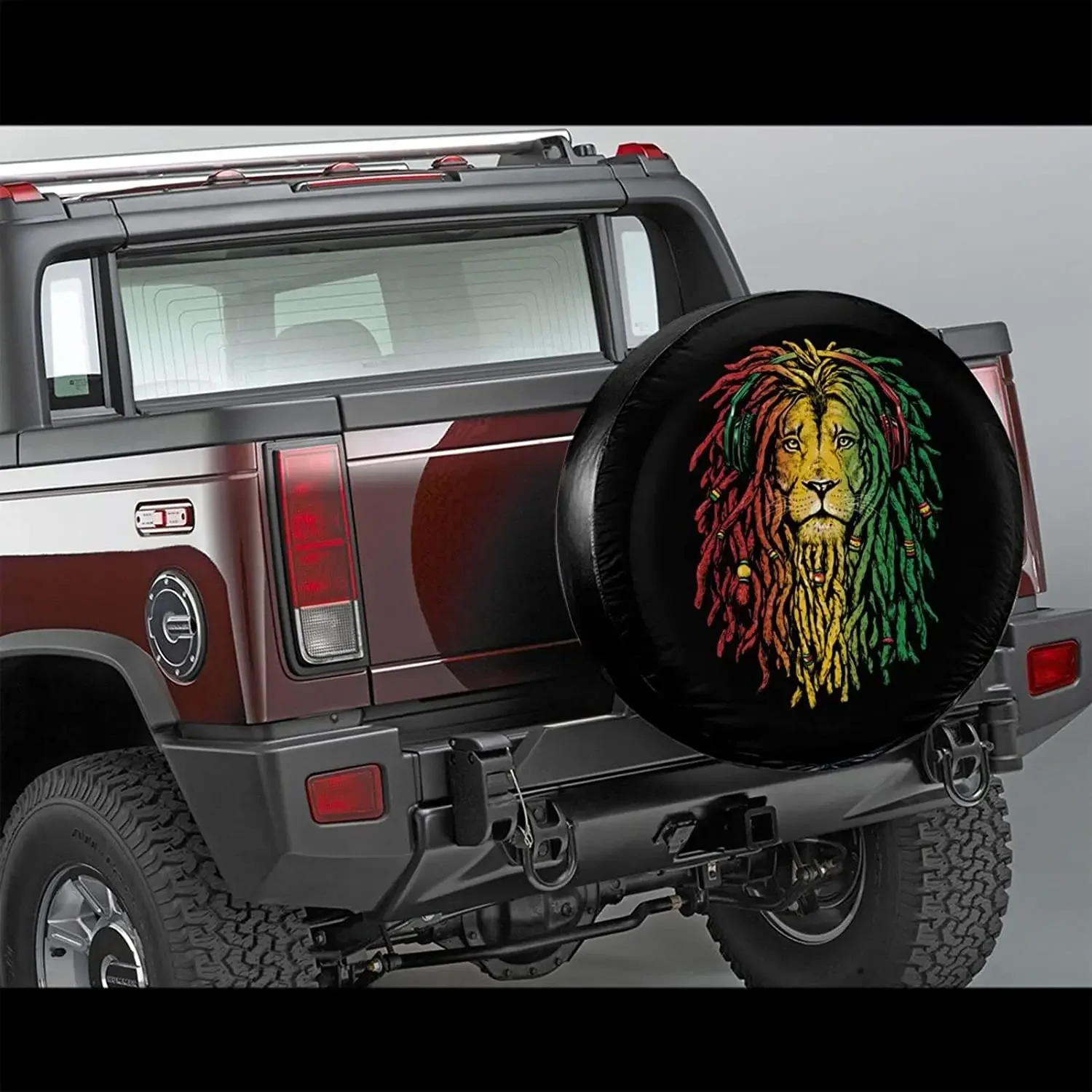 Reggae Rastafari Lion Spare Tire Cover Waterproof Dust-Proof Wheel Protectors Universal for Trailer,,SUV,RV and Many