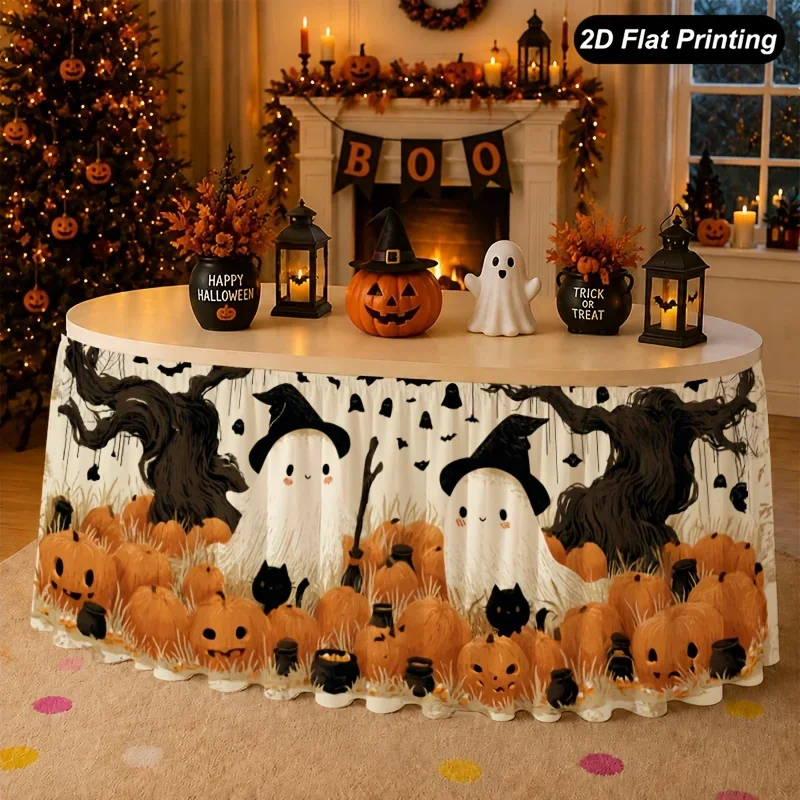 Halloween, Christmas, back-to-school season, party table skirts, suitable for classroom party decorationsxzj
