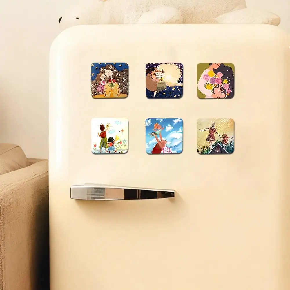 Mothers Day Art Refrigerator Magnets Magnet Personalized Fridge Magnet Square Shape Fridge Refrigerator Wall Door Decoration